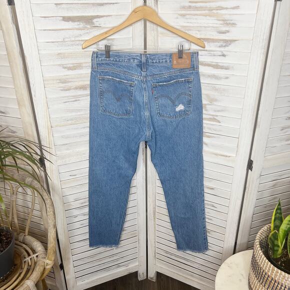 LEVI'S PREMIUM DENIM Women's 30 Wedgie Icon Ankle Jeans Distressed Denim Blue - Picture 4 of 16